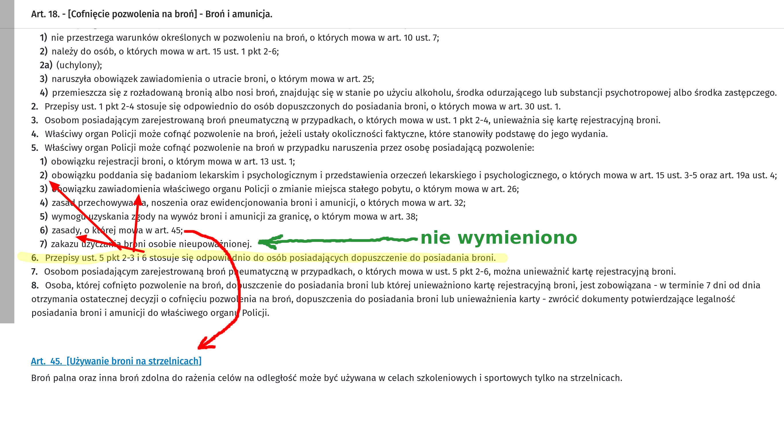 Ustawa o broni Art. 18